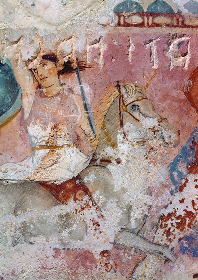 Der Sarkophag der Amazonen, Detail eines Reiters, aus Tarquinia von Greek